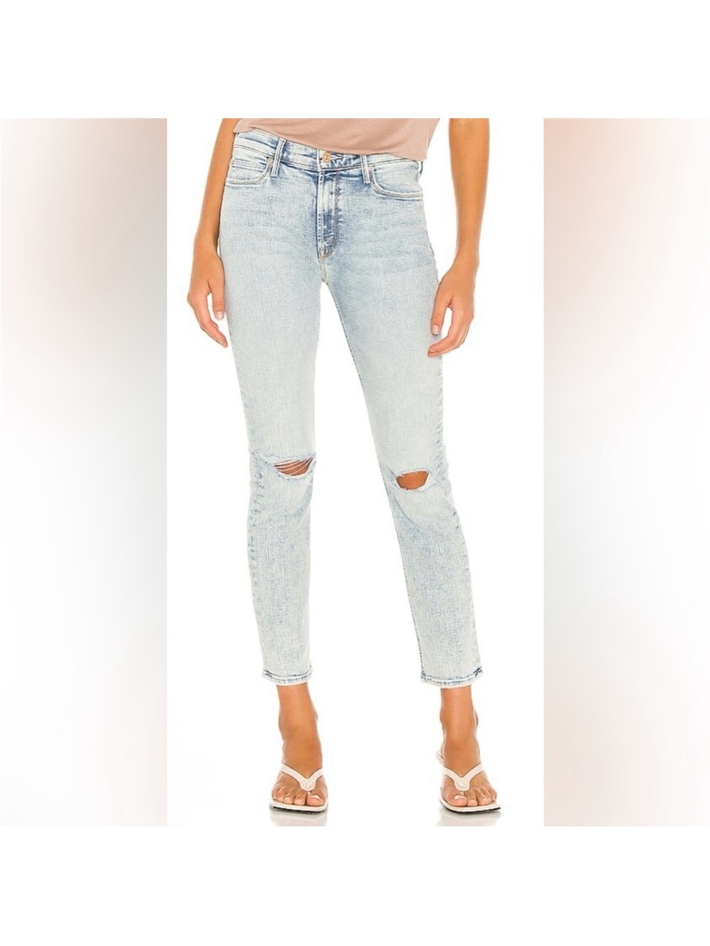 MOTHER Light Blue Distressed Skinny Jeans